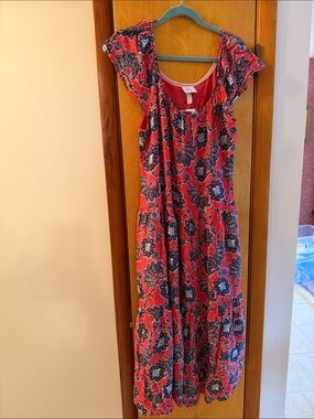 Knox Rose Red and Navy Paisley Maxi Dress